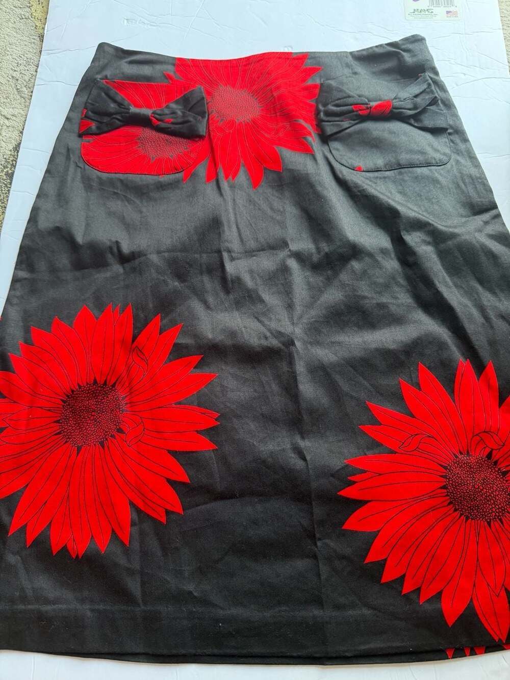 Grace Dane Lewis Workshop Black and Red Sunflower Print Midi Skirt